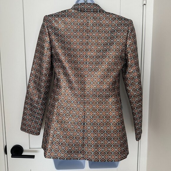 Alice + Olivia Macey Metallic Satin Jacquard Blazer NWT Size 4 - Picture 7 of 10